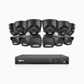 H500P - Zestaw do Monitoringu PoE 12 Kamery (6 Tubowa & 6 Kopułkowa) 3K z 16-Kanałowy Rejestratorem NVR, Noktowizja Pelny Kolor & EXIR, rozdzielczość 3072*1728, przysłona f/1.6 (0.005 Lux), detekcja ludzi i pojazdów, wbudowany mikrofon, IP67